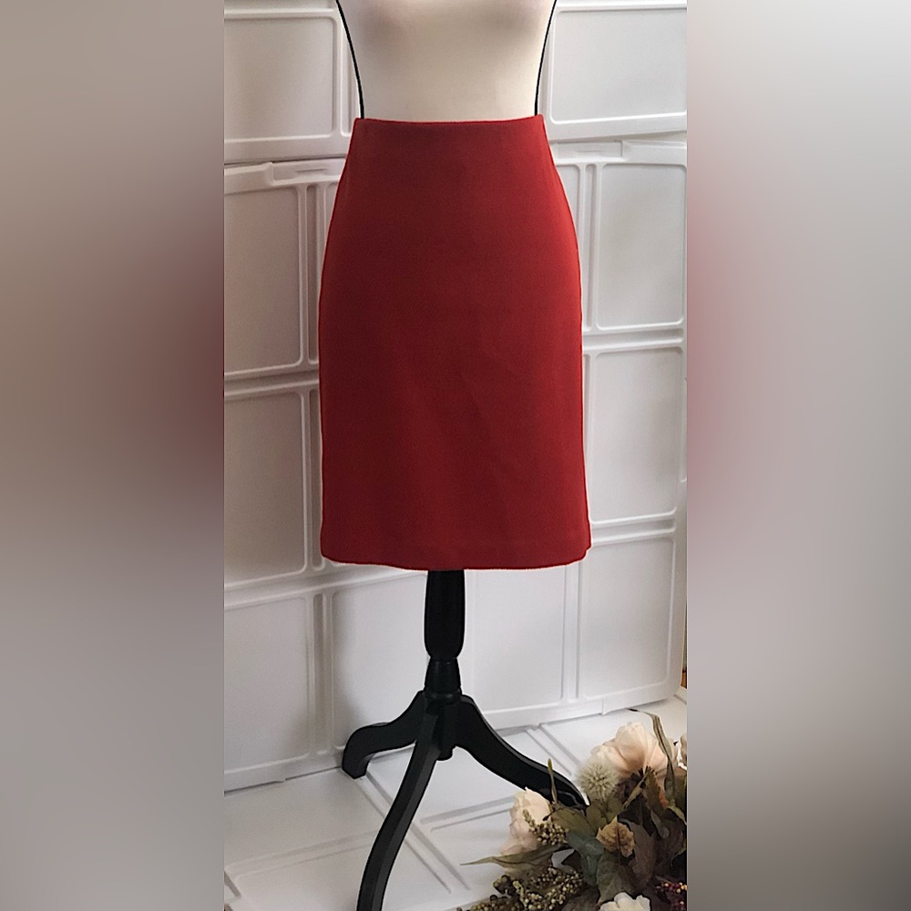 Talbot Women's Orange Wool Pencil Skirt